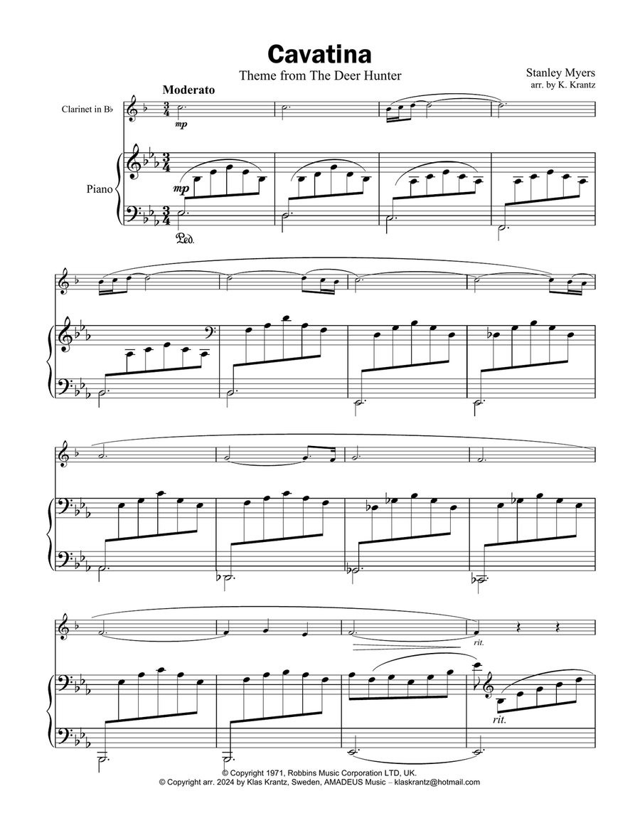 Cavatina Cavatina B-Flat Clarinet scores gallery preview page 1