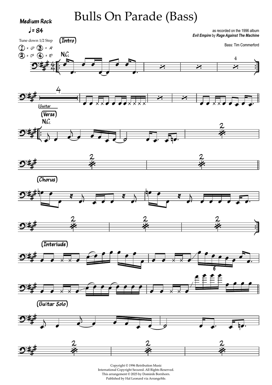 Bulls On Parade Acoustic Guitar scores gallery preview page 1