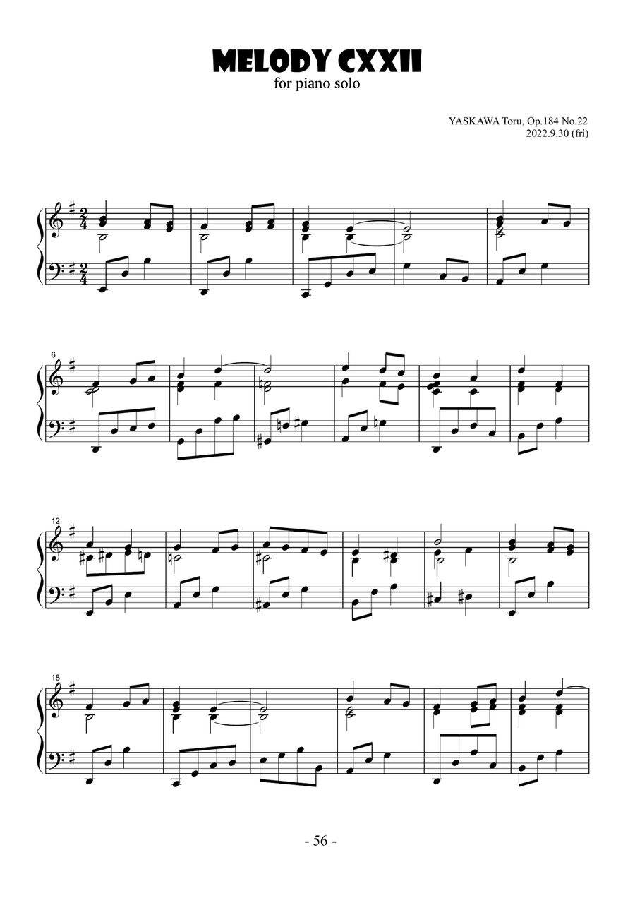 Melody No.122, E minor, Op.184 No.22 Piano Solo scores gallery preview page 2