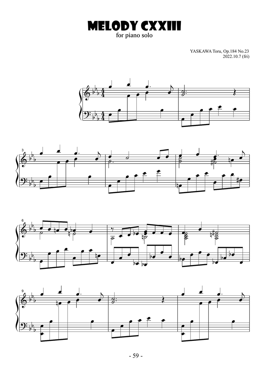 Melody No.123, E-flat major, Op.184 No.23 Piano Solo scores gallery preview page 2