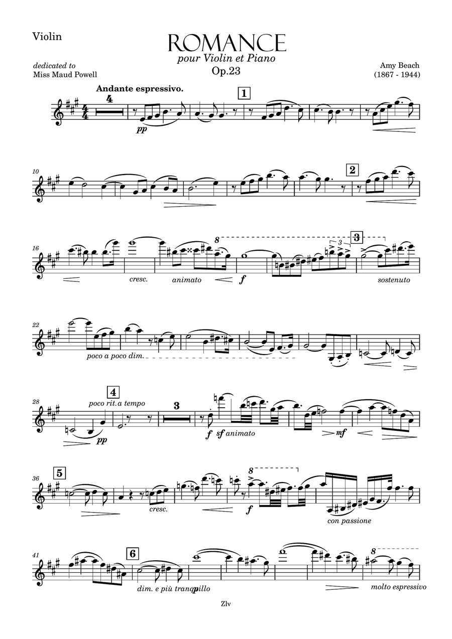 Romance for Violin and Piano, Op. 23 - Violin Violin Solo scores gallery preview page 1