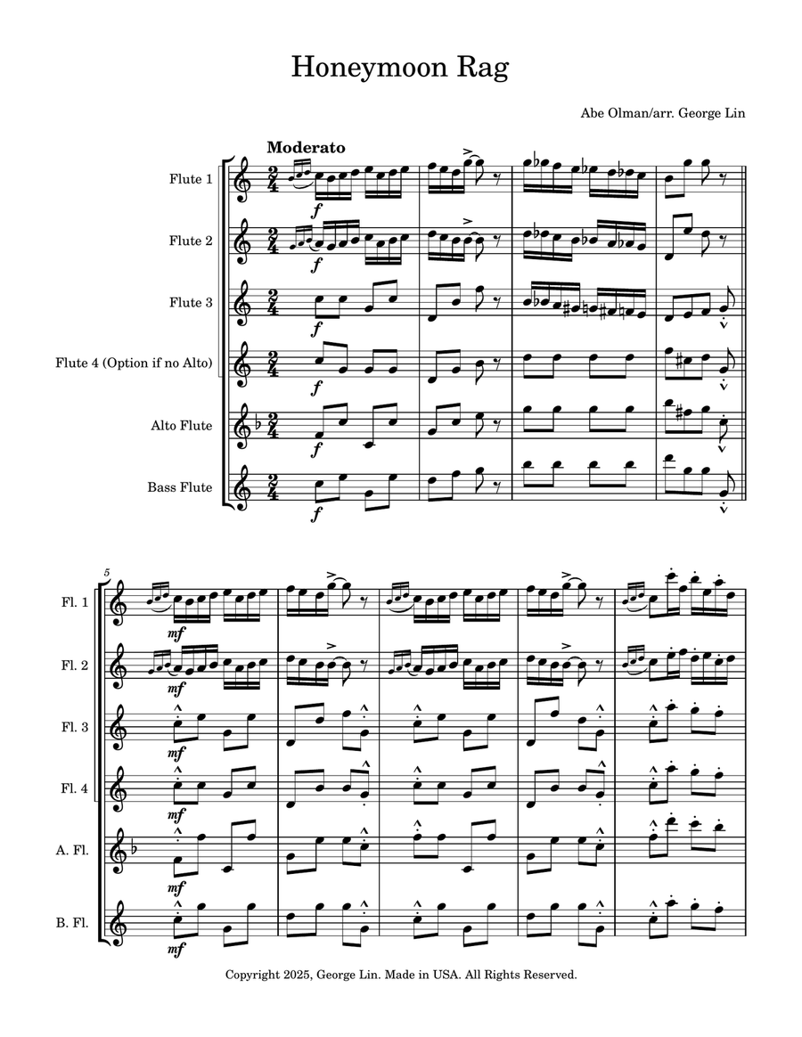 Honeymoon Rag Honeymoon Rag Woodwind Quintet scores gallery preview page 1