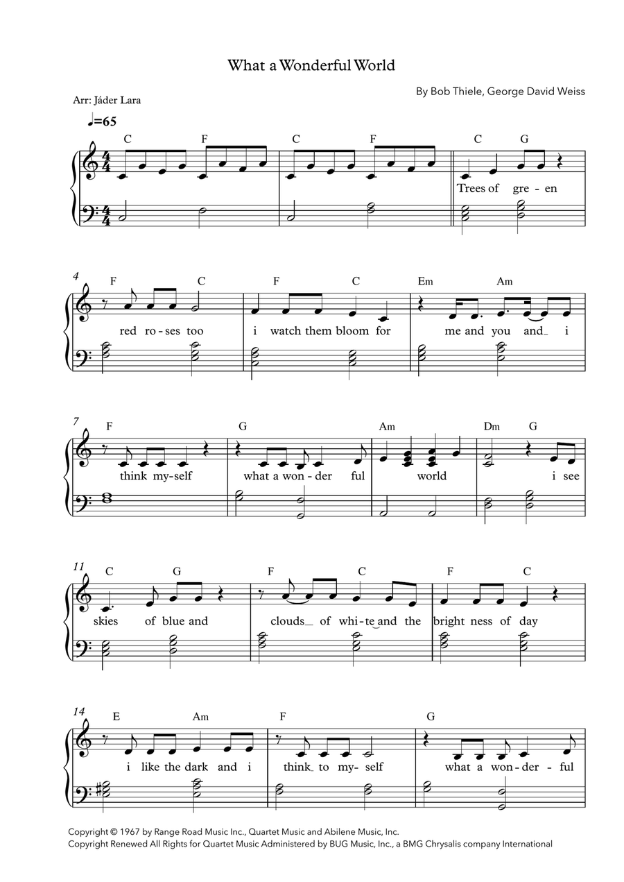 What A Wonderful World What A Wonderful World Easy Piano scores gallery preview page 1