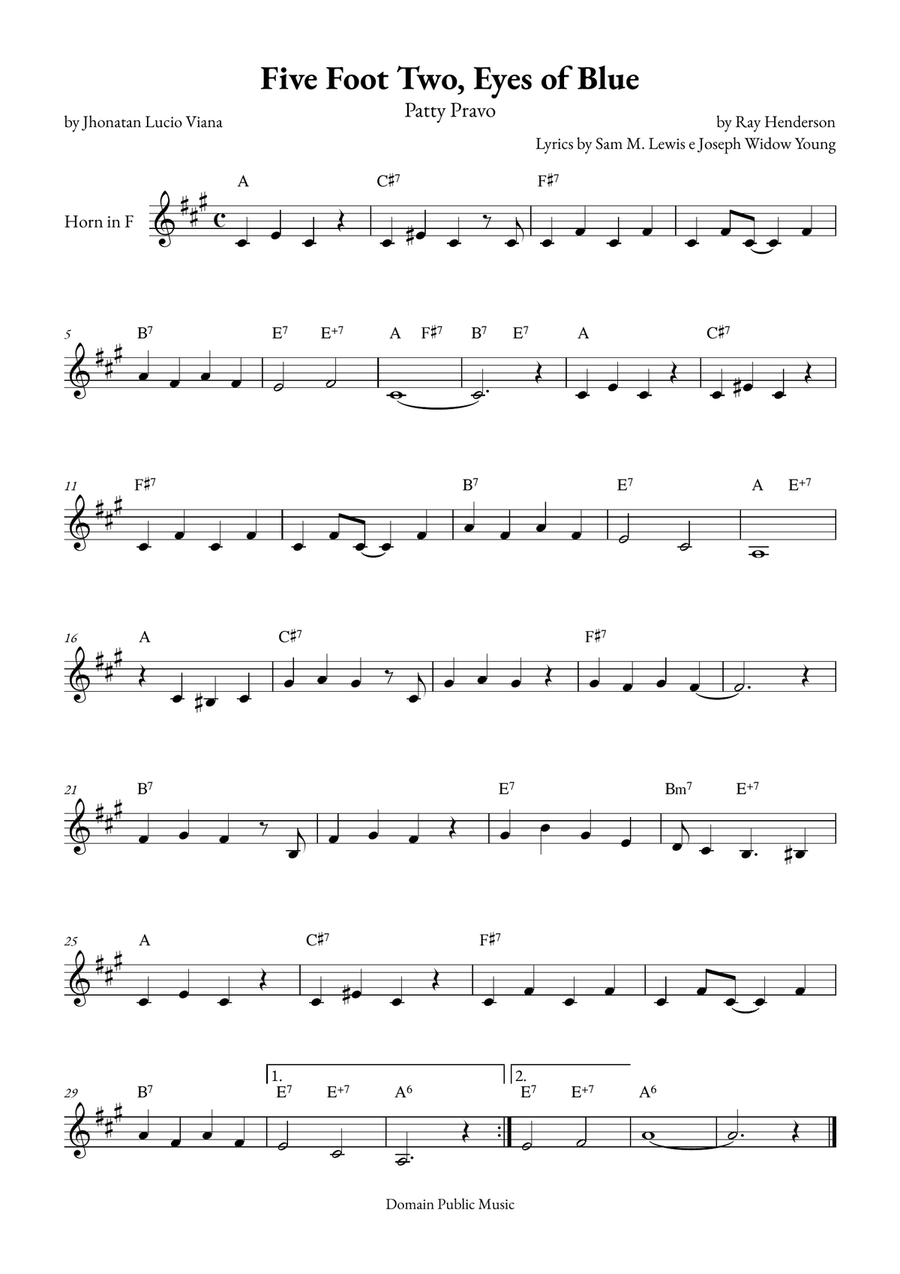 Five Foot Two, Eyes of Blue Horn Solo scores gallery preview page 1