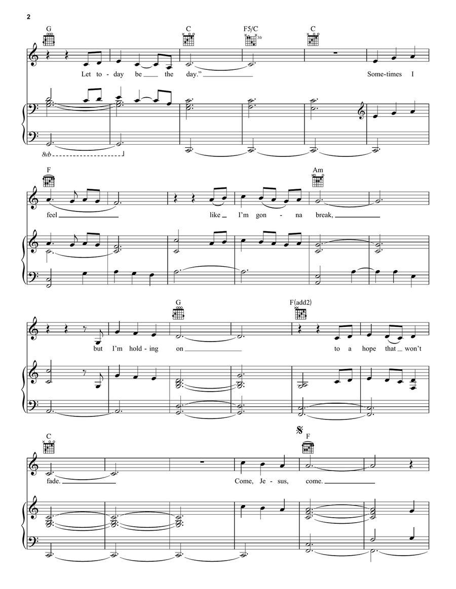 Come Jesus Come Come Jesus Come Piano, Vocal, Guitar scores gallery preview page 2