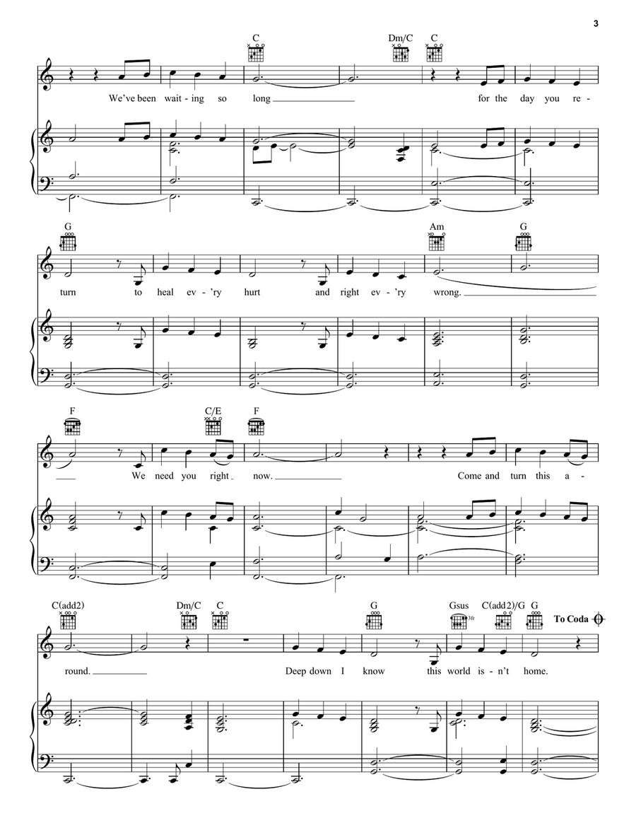 Come Jesus Come Come Jesus Come Piano, Vocal, Guitar scores gallery preview page 3