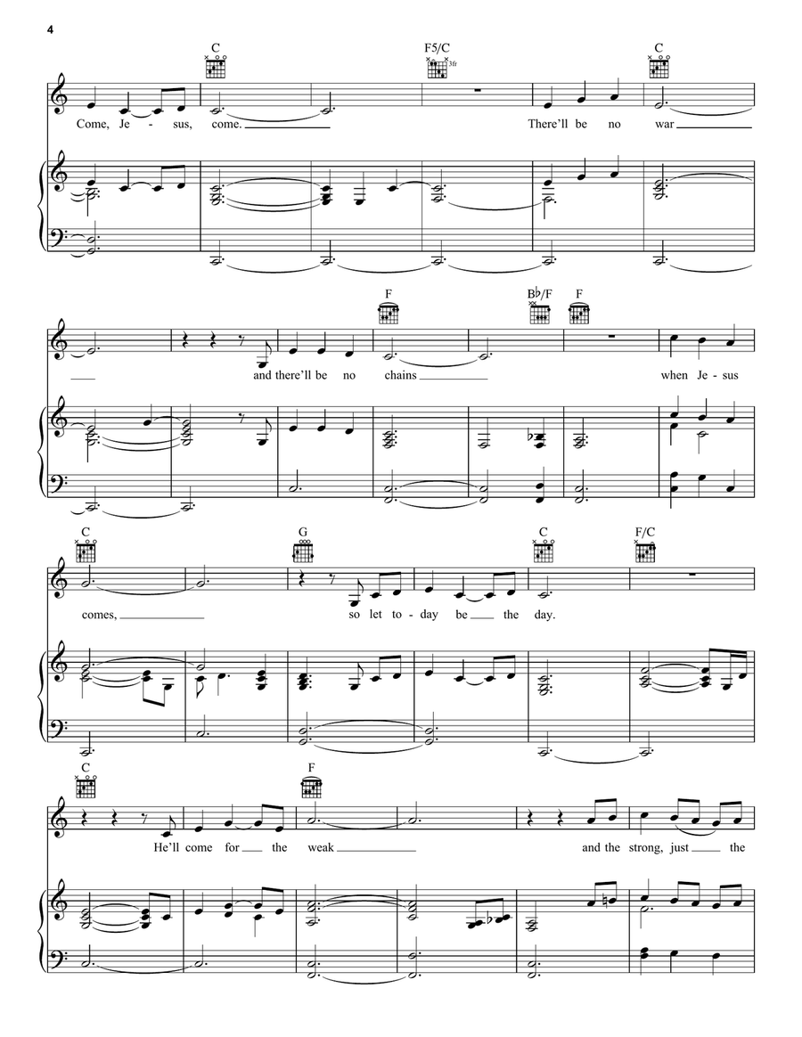 Come Jesus Come Come Jesus Come Piano, Vocal, Guitar scores gallery preview page 4
