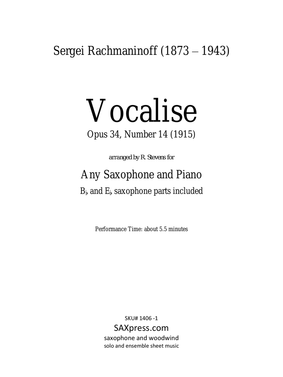 Vocalise, Op. 34, No. 14 Chamber Music scores gallery preview page 3
