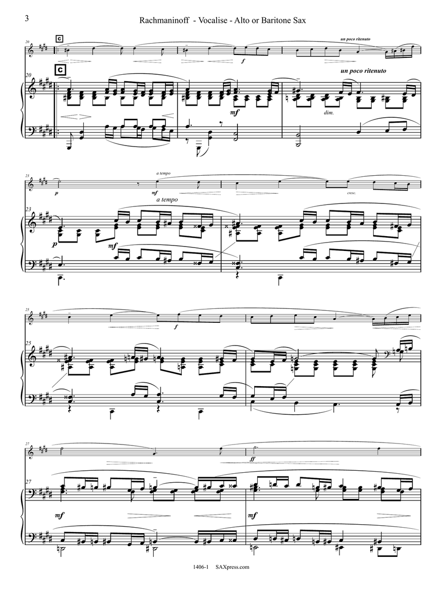 Vocalise, Op. 34, No. 14 Chamber Music scores gallery preview page 6