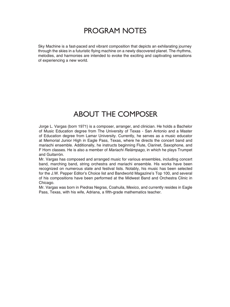 Sky Machine - Conductor Score (Full Score) Concert Band scores gallery preview page 2