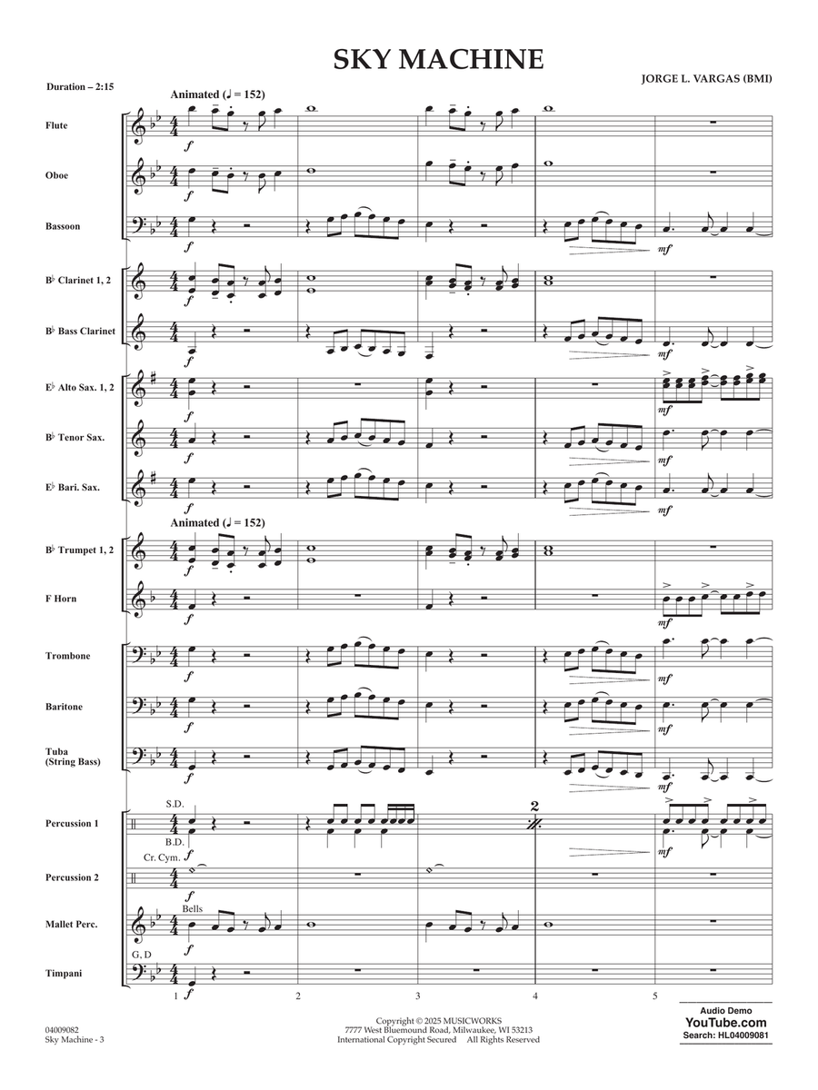 Sky Machine - Conductor Score (Full Score) Concert Band scores gallery preview page 3