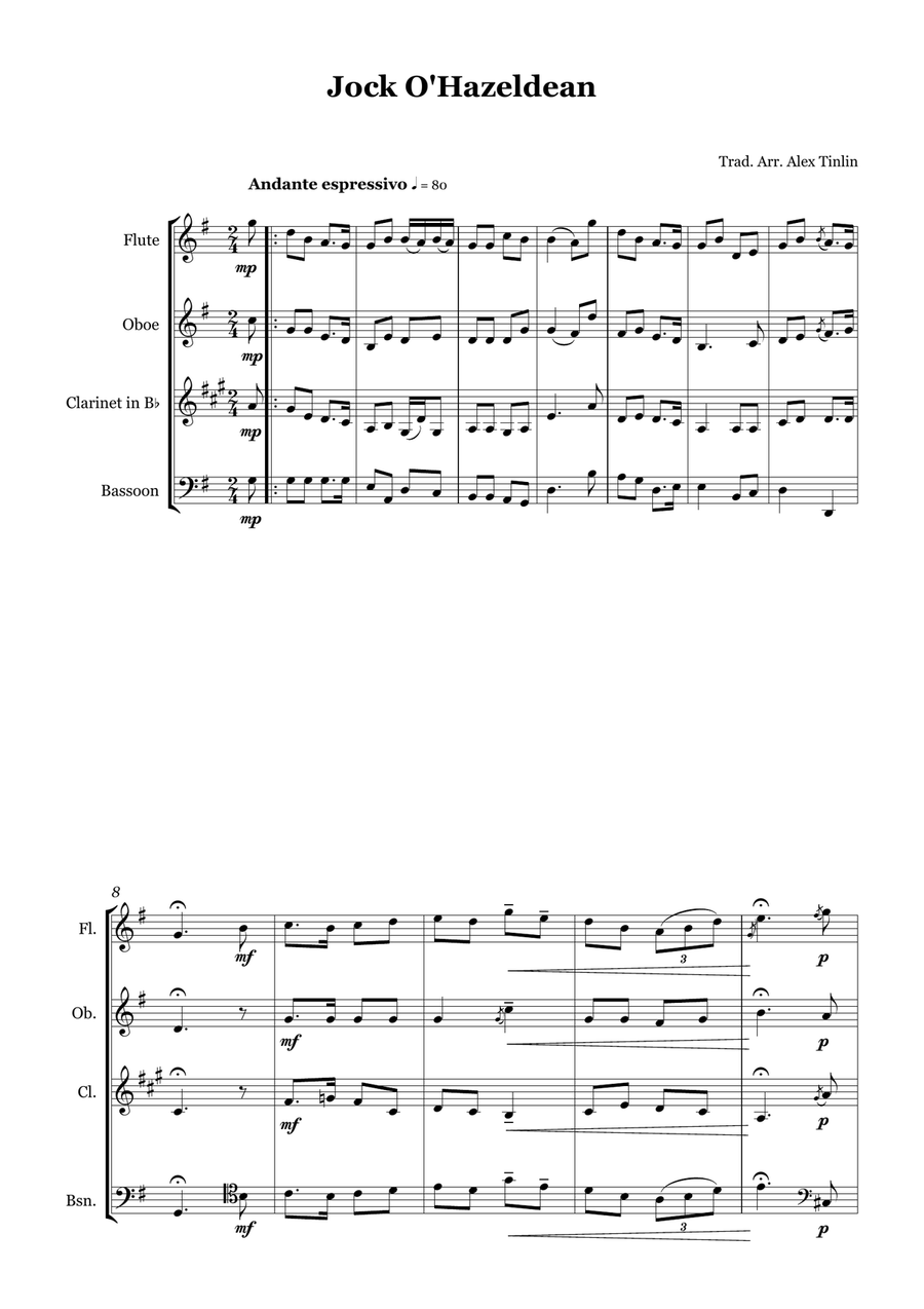 Jock O'Hazeldean Jock O'Hazeldean Woodwind Quartet scores gallery preview page 2