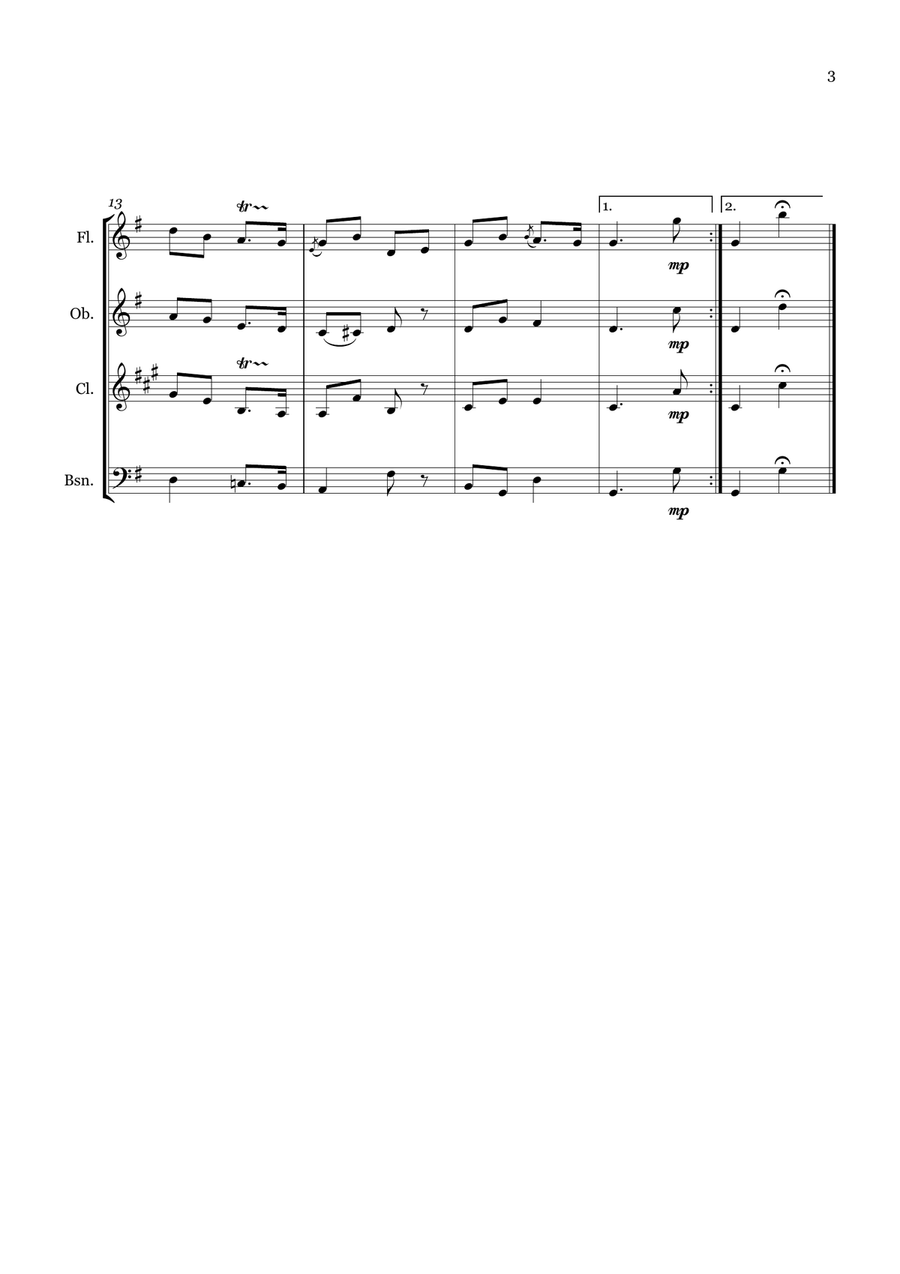 Jock O'Hazeldean Jock O'Hazeldean Woodwind Quartet scores gallery preview page 3