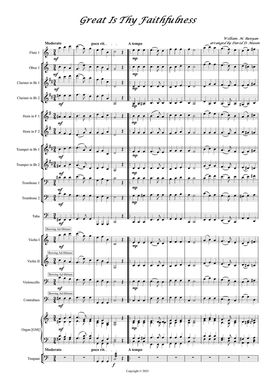 Great is thy Faithfulness Full Orchestra scores gallery preview page 2