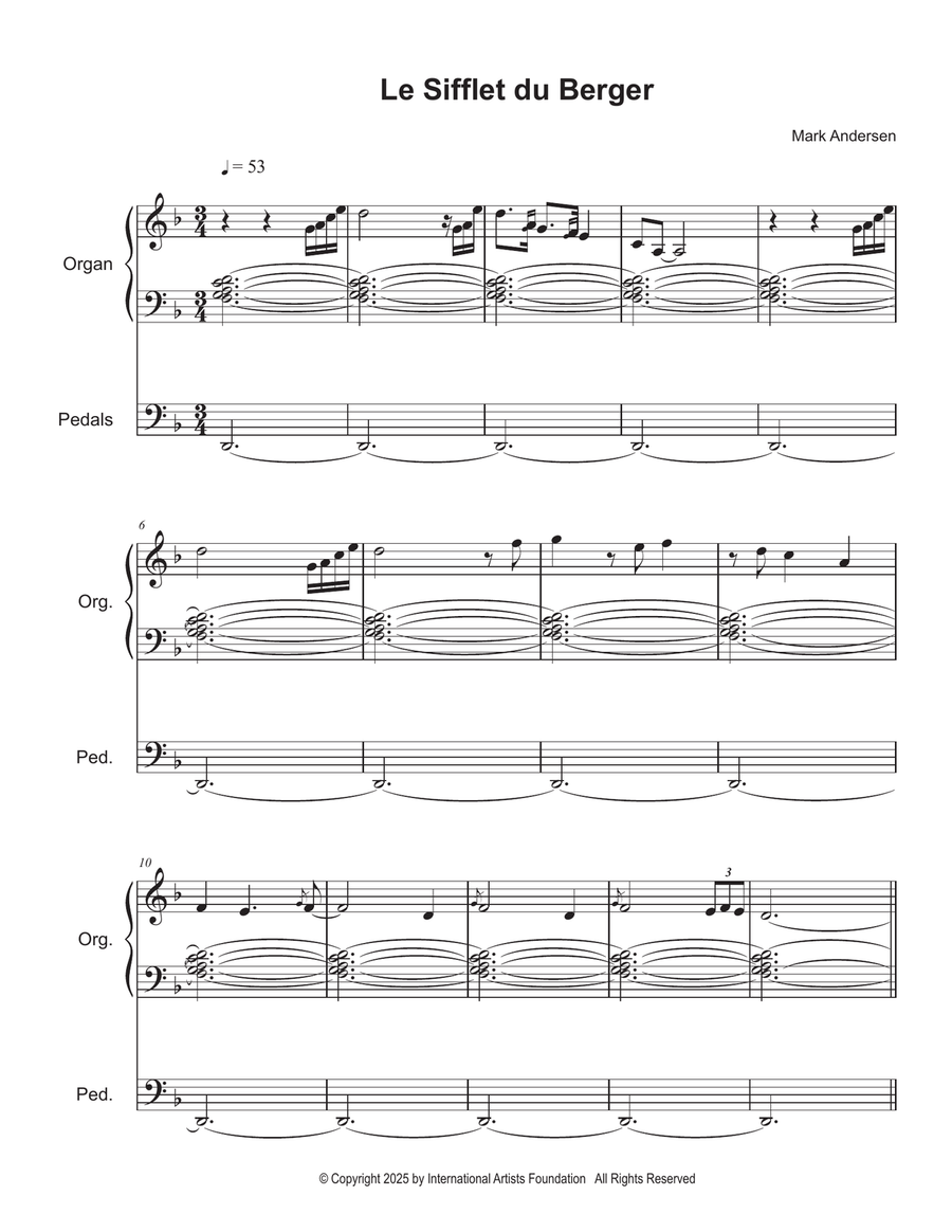 Le Sifflet du Berger for organ by Mark Andersen Organ Solo scores gallery preview page 3
