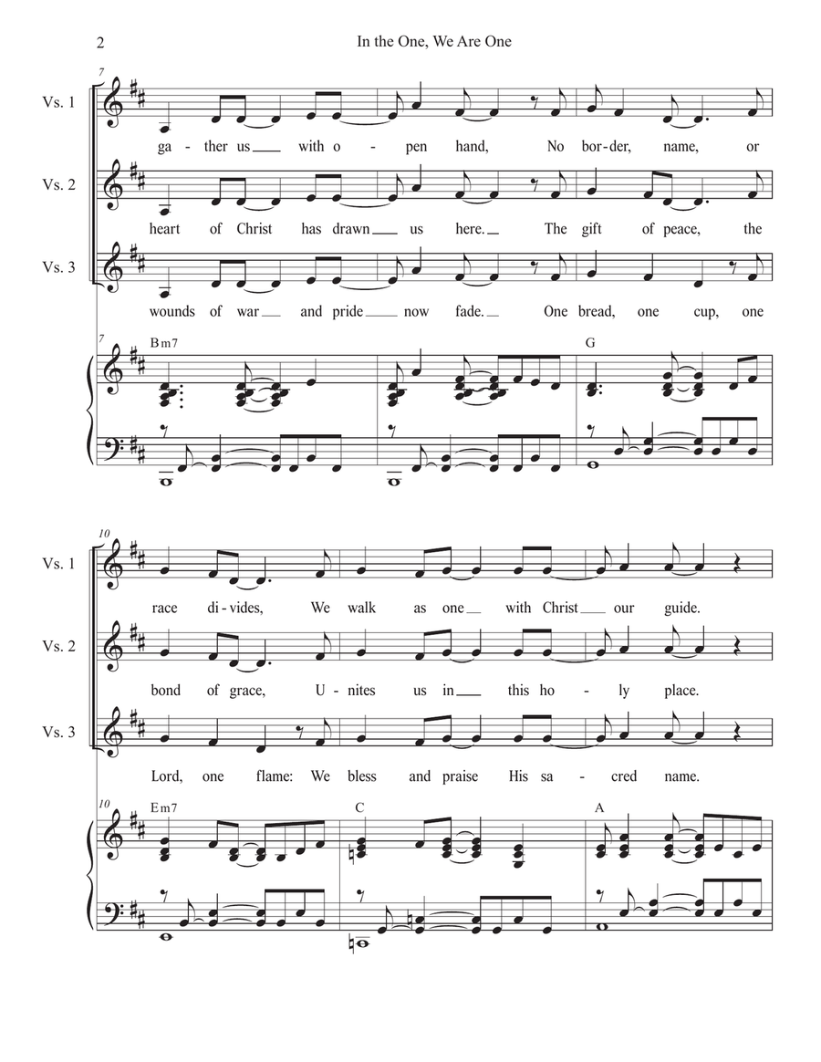 In The One, We Are One (Unison choir) Unison Choir scores gallery preview page 2