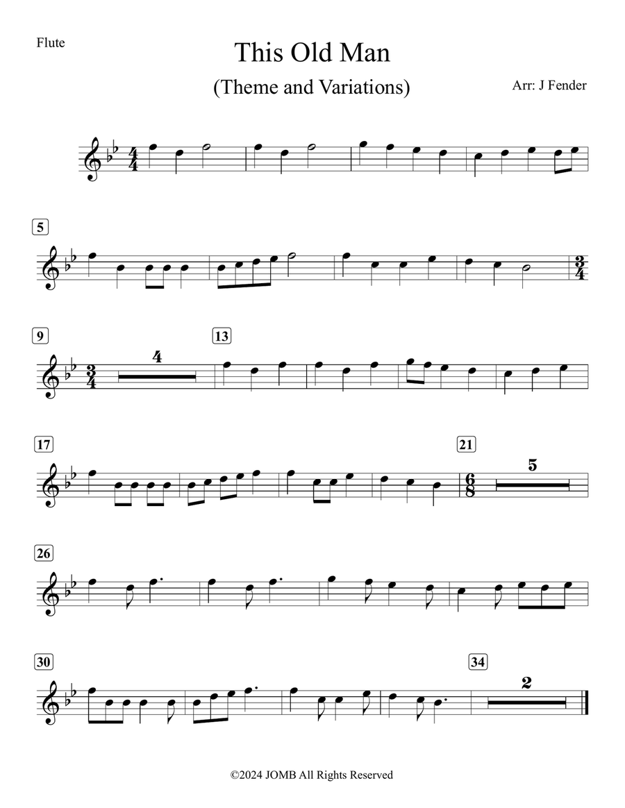 This Old Man (Theme and Variations) Flute scores gallery preview page 1