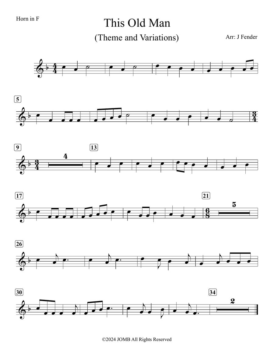 This Old Man (Theme and Variations) Piano scores gallery preview page 1