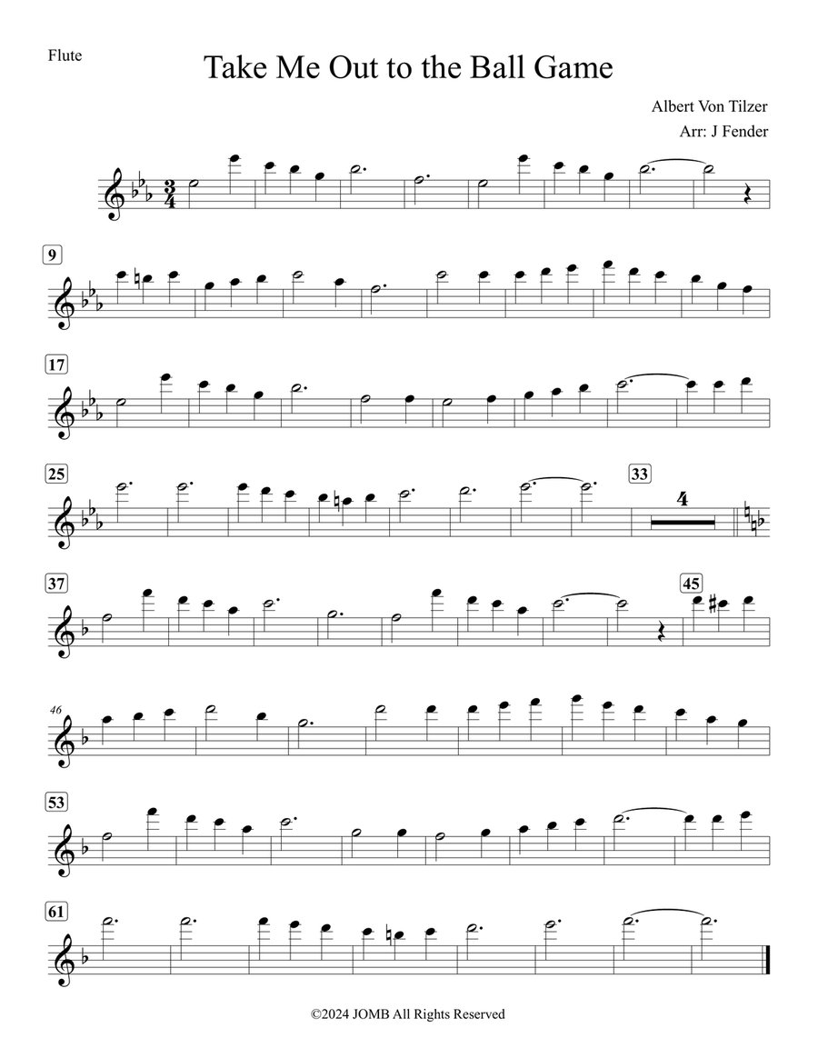 Take Me Out to the Ball Game Flute scores gallery preview page 1