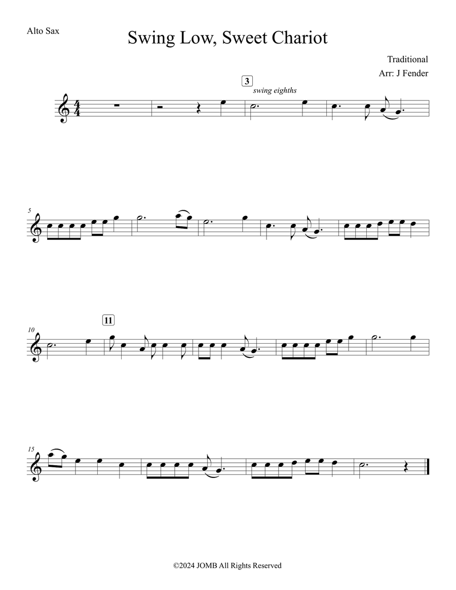 Swing Low Sweet Chariot Swing Low Sweet Chariot Alto Saxophone scores gallery preview page 1