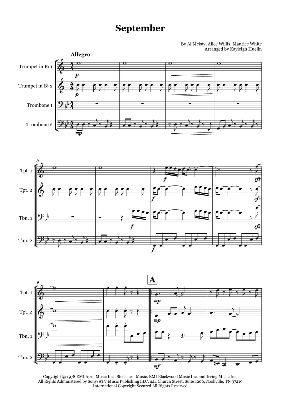 September September Brass Quartet scores gallery preview page 1