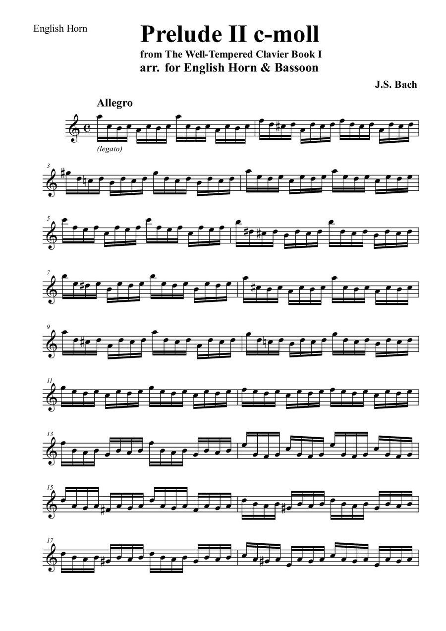 Prelude II c-moll from The Well-Tempered Clavier Book I Woodwind Duet scores gallery preview page 3