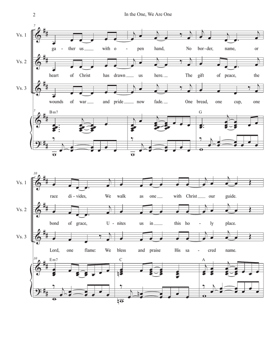 In The One, We Are One (Duet for Soprano and Alto solo) Alto Voice scores gallery preview page 2
