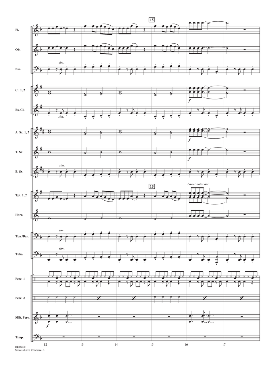 Steve's Lava Chicken (from A Minecraft Movie) - Conductor Score (Full Score) Concert Band scores gallery preview page 3