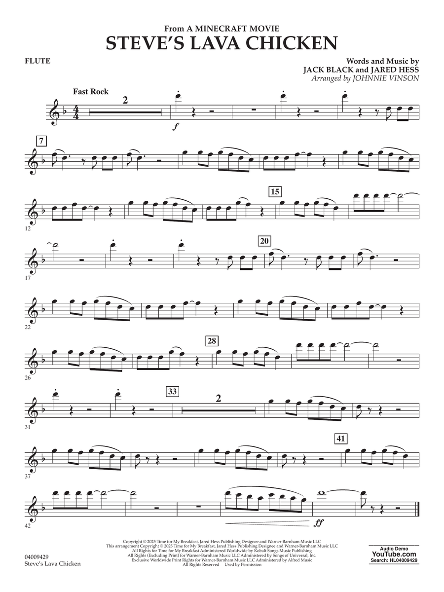 Steve's Lava Chicken (from A Minecraft Movie) - Flute Concert Band scores gallery preview page 1