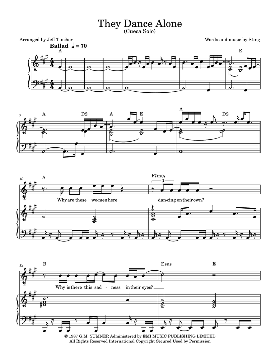 They Dance Alone (Cueca Solo) Piano, Vocal scores gallery preview page 2