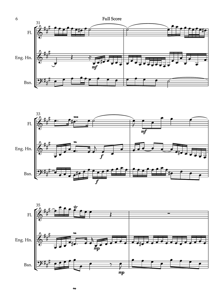 Bach's Sonata BWV 1032 for Woodwind Trio Woodwind Trio scores gallery preview page 6