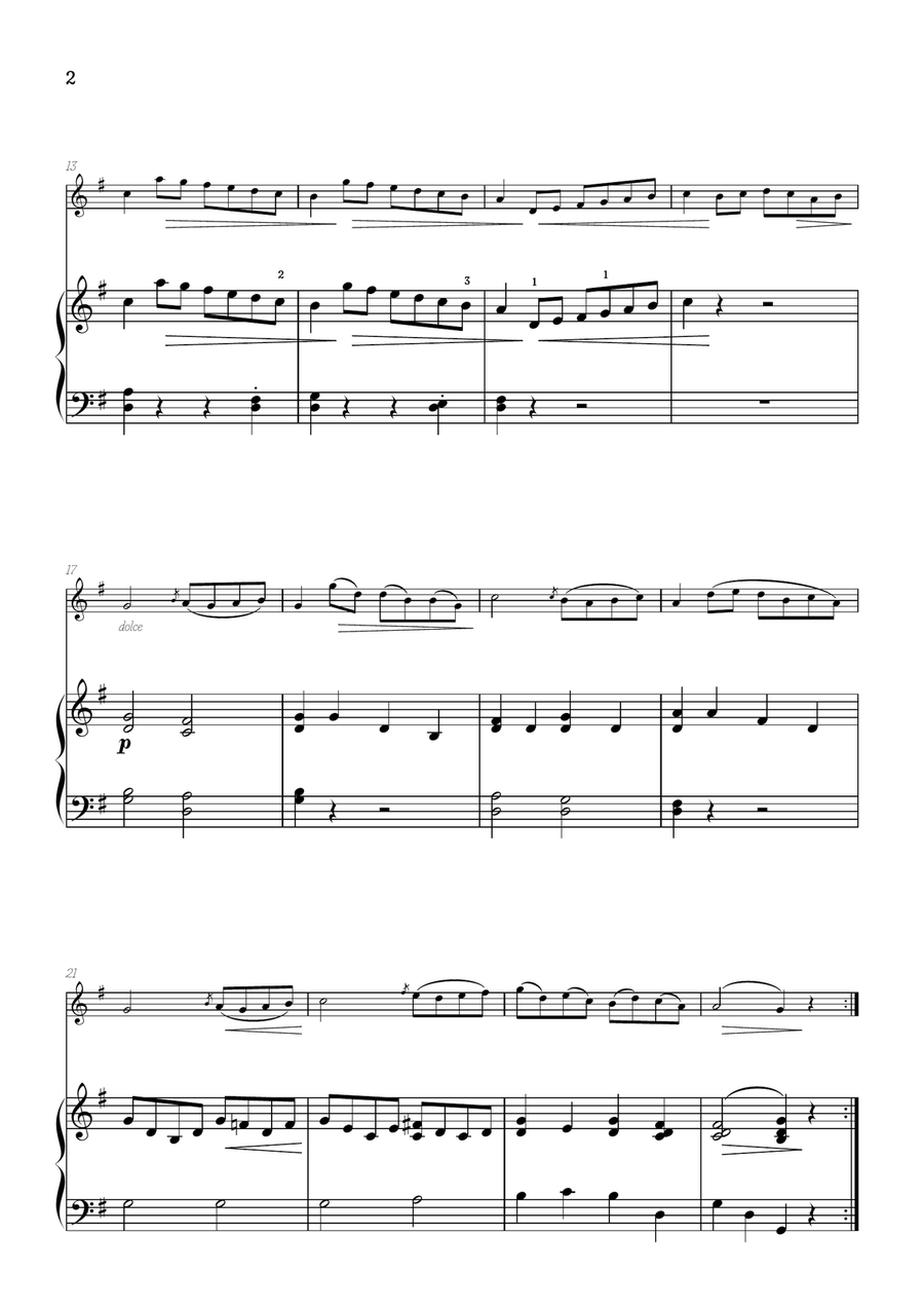 Beethoven: Sonatina in G, Anh. 5 No. 1 | violin sheet music w/ piano accompaniment Violin Solo scores gallery preview page 2