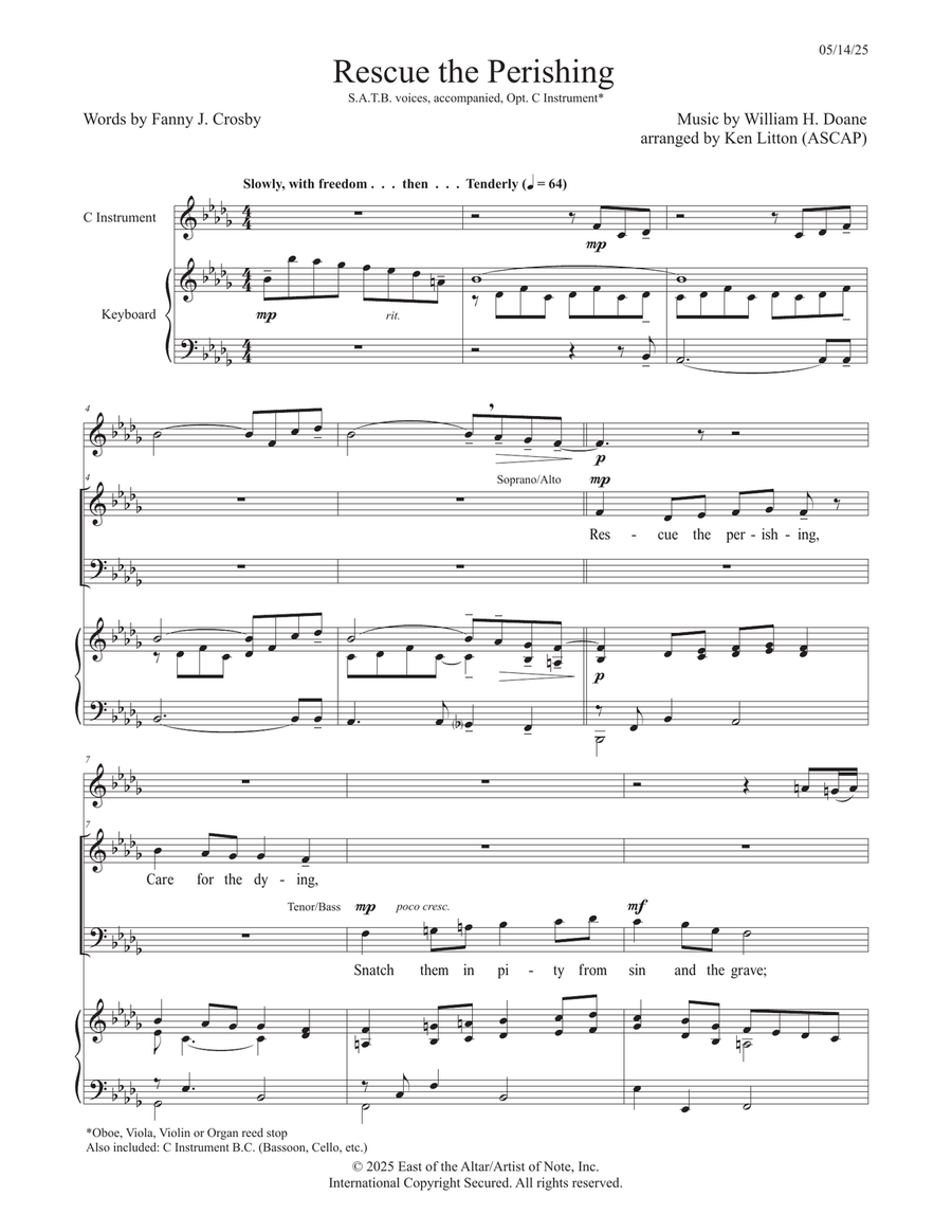 Rescue the Perishing 4-Part scores gallery preview page 1
