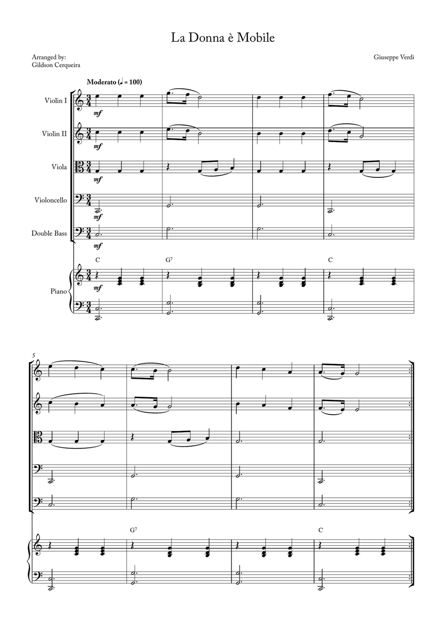 La Donna è Mobile La Donna è Mobile String Orchestra scores gallery preview page 1