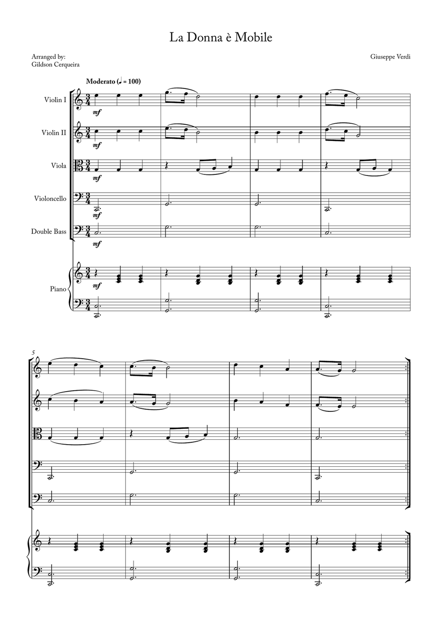 La Donna è Mobile La Donna è Mobile String Orchestra scores gallery preview page 1