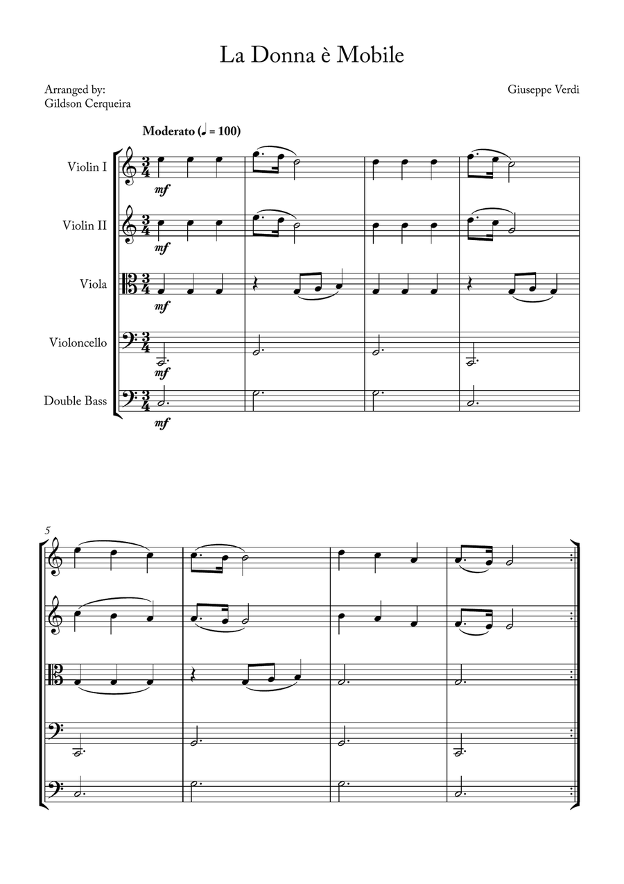 La Donna è Mobile La Donna è Mobile String Orchestra scores gallery preview page 1
