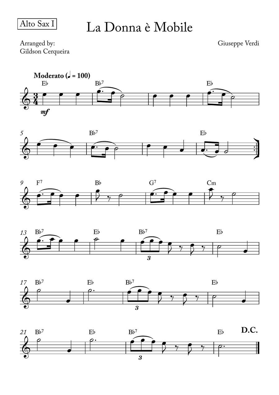 La Donna è Mobile La Donna è Mobile Saxophone Quintet scores gallery preview page 4