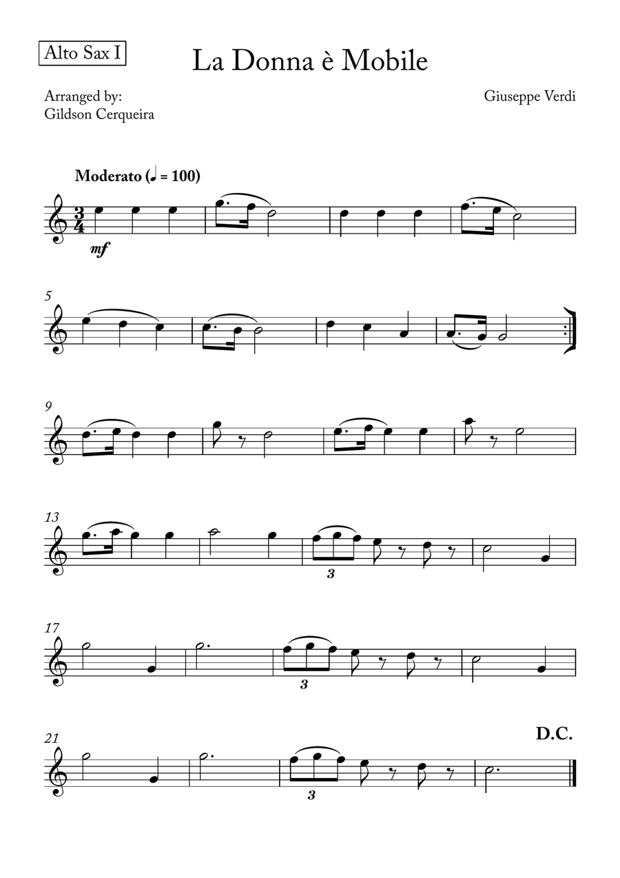 La Donna è Mobile La Donna è Mobile Saxophone Quintet scores gallery preview page 4