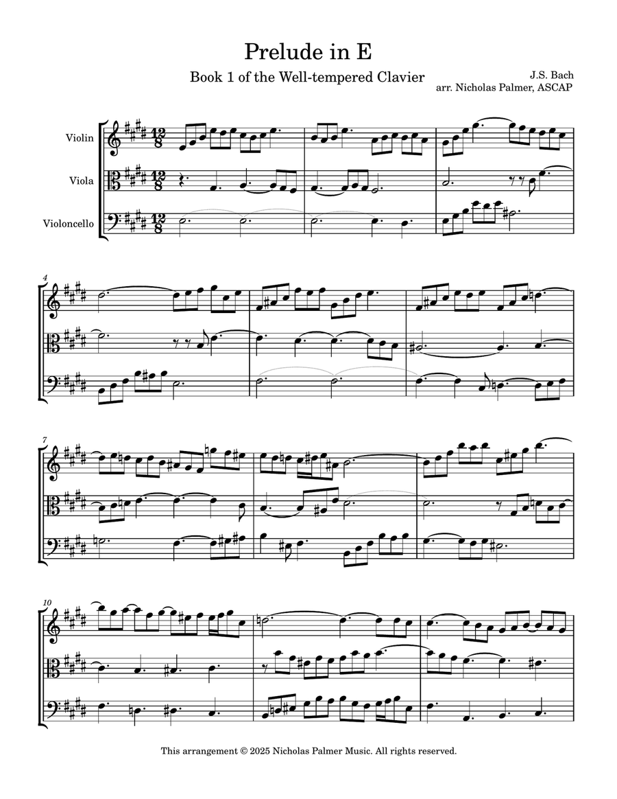 Prelude in E (Book 1) String Trio scores gallery preview page 1