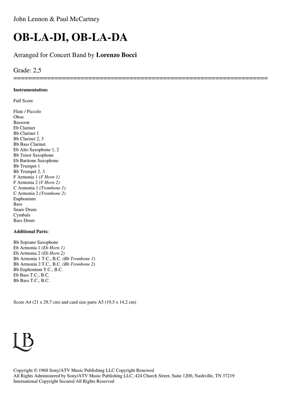 Ob-La-Di, Ob-La-Da Concert Band scores gallery preview page 2