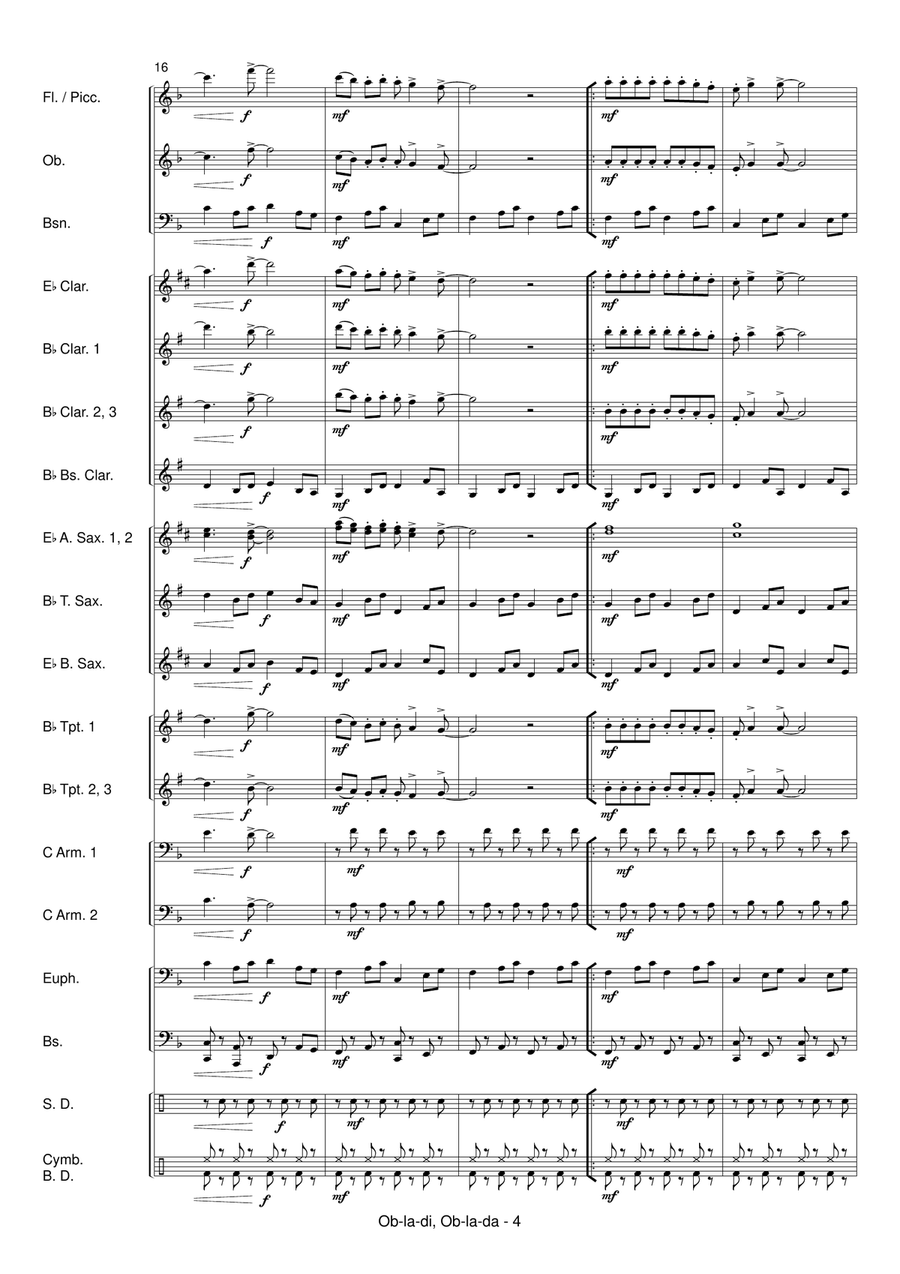 Ob-La-Di, Ob-La-Da Concert Band scores gallery preview page 6