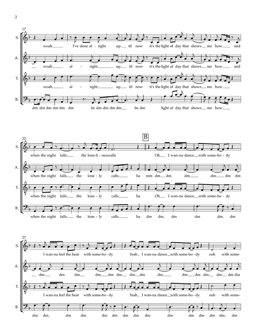 I Wanna Dance With Somebody 4-Part scores gallery preview page 2