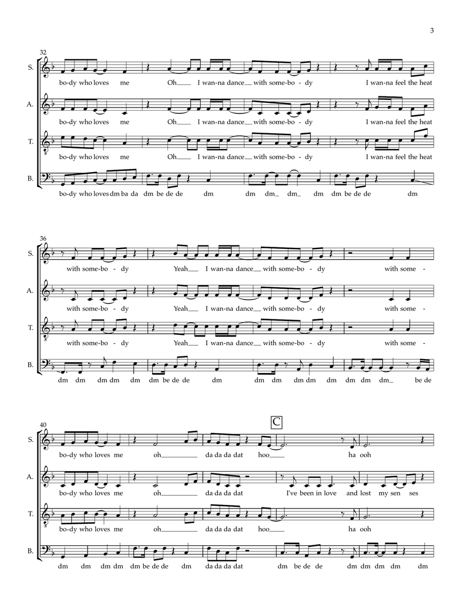 I Wanna Dance With Somebody 4-Part scores gallery preview page 3