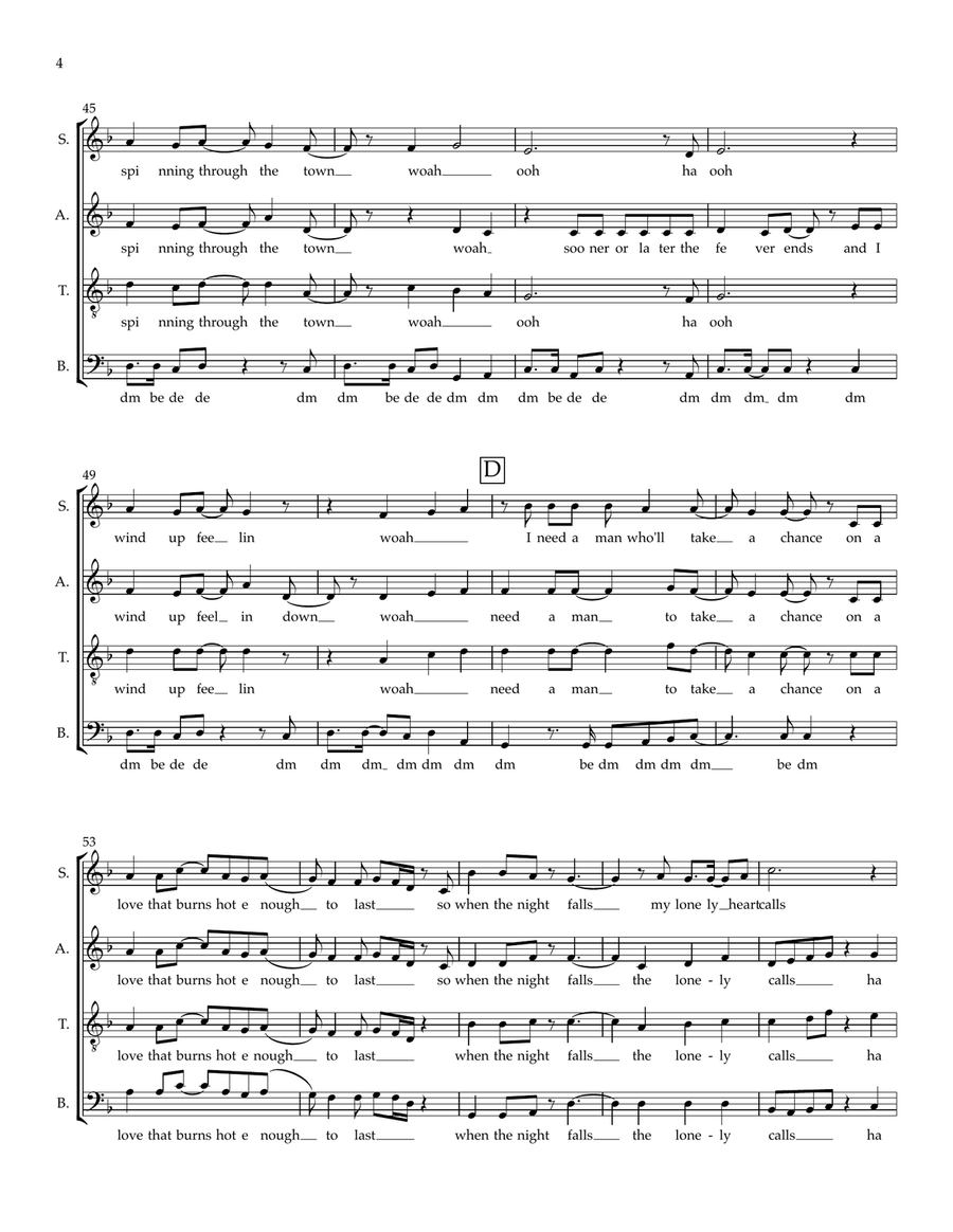 I Wanna Dance With Somebody 4-Part scores gallery preview page 4