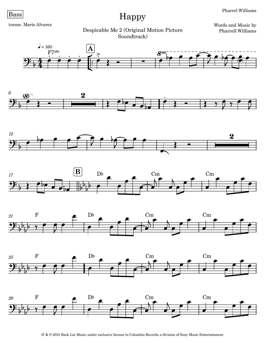 Happy Happy Bass Guitar scores gallery preview page 1