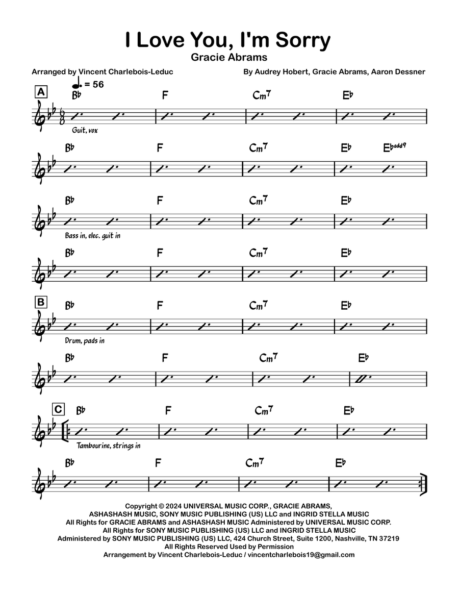 I Love You, I'm Sorry I Love You, I'm Sorry Piano scores gallery preview page 1