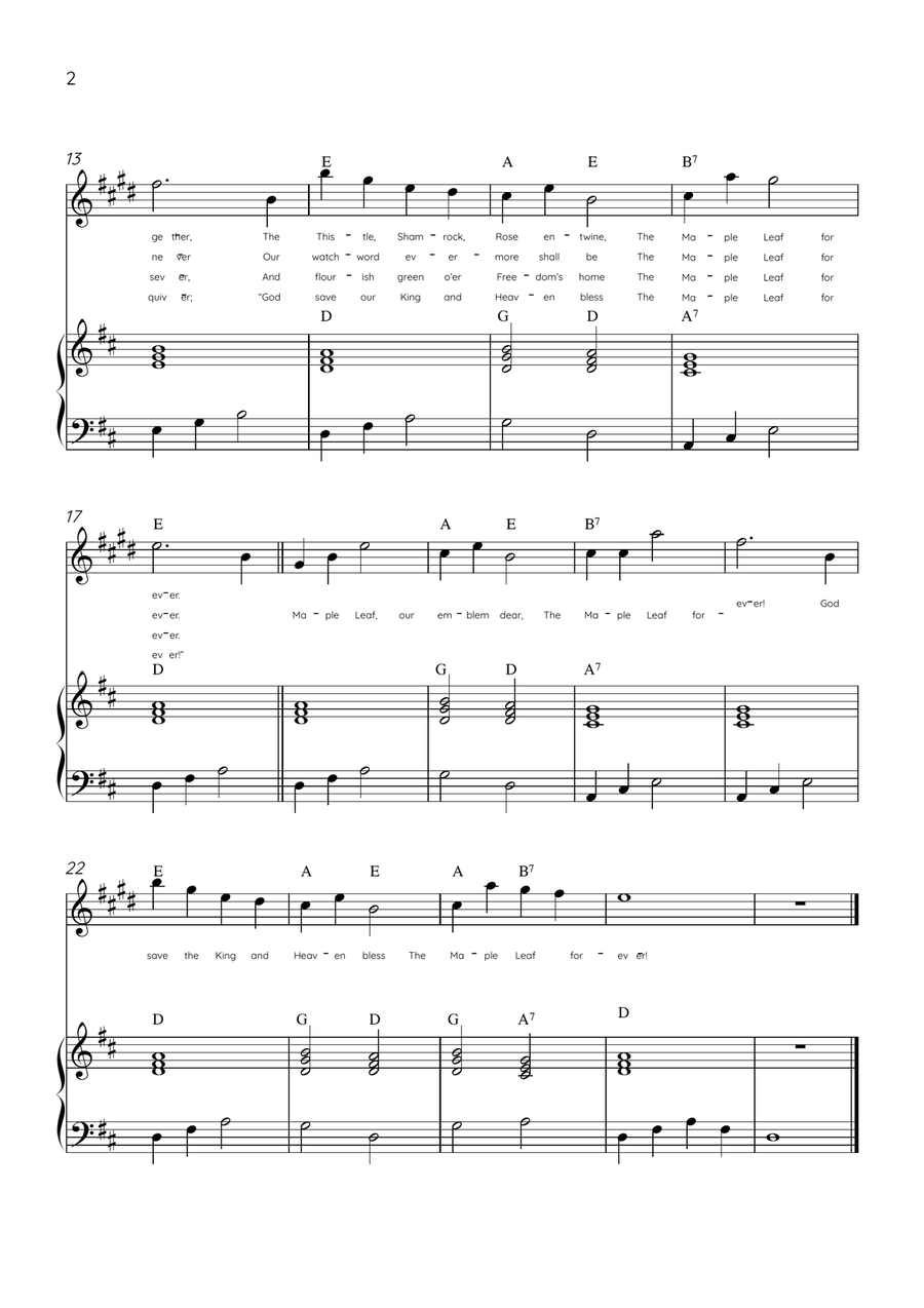 The Maple Leaf Forever - Soprano Sax & Piano in D Major With Chords & Lyrics Soprano Saxophone scores gallery preview page 2