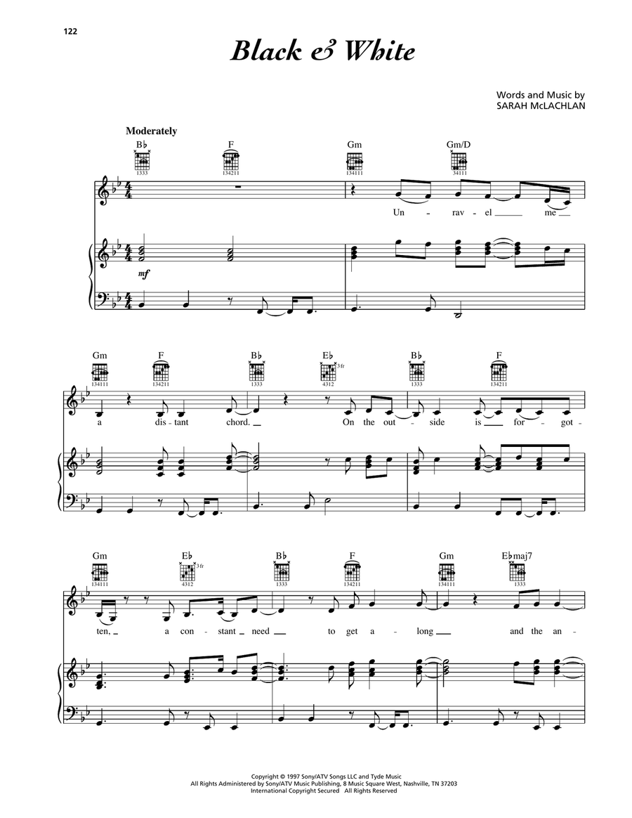 Black & White Black & White Piano, Vocal, Guitar scores gallery preview page 1