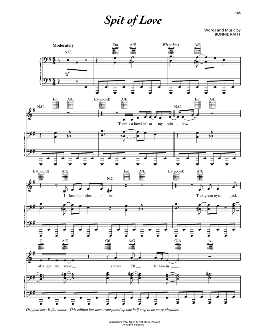 Spit Of Love Spit Of Love Piano, Vocal, Guitar scores gallery preview page 1