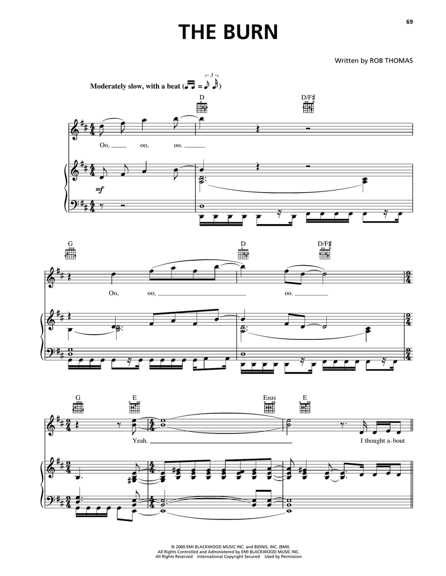 The Burn Piano, Vocal, Guitar scores gallery preview page 1